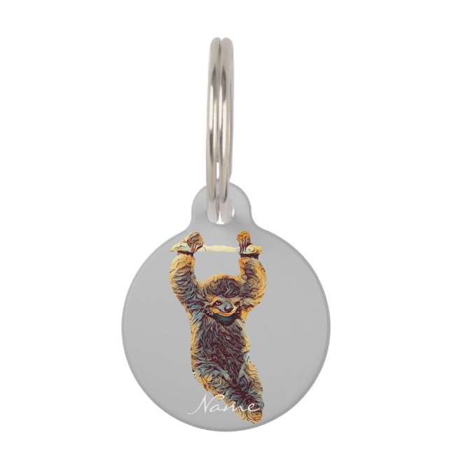 Placa Para Mascotas Sloth Hanging Out Thunder_Cove (Anverso)