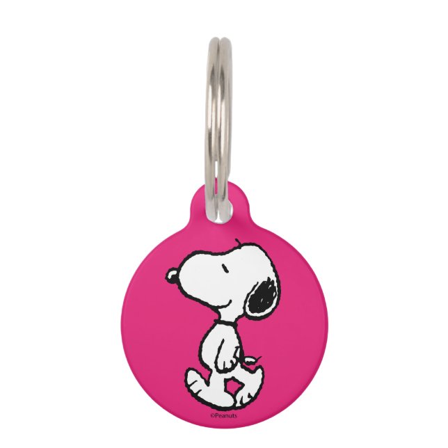 Placa Para Mascotas Snoopy Black & Magenta Pattern (Anverso)