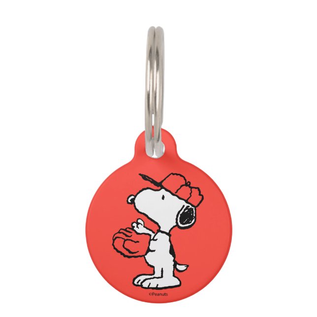 Placa Para Mascotas Snoopy Varsity Sports Pattern (Anverso)