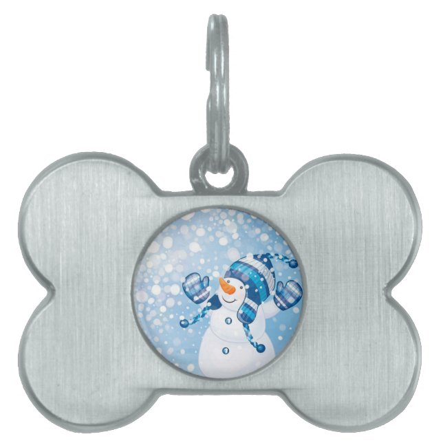Placa Para Mascotas Snowman (Frente)