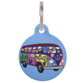 Placa Para Mascotas Sock Monkey Peace Bus Pet i.d. tag