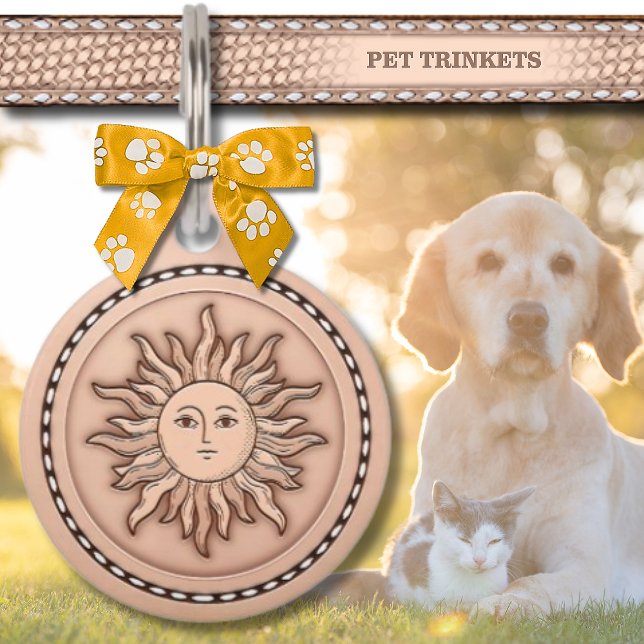 Placa Para Mascotas Sol de cuero natural (Subido por el creador)