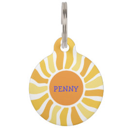 Placa Para Mascotas Sol Retro Personalizado