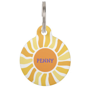 Placa Para Mascotas Sol Retro Personalizado