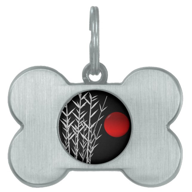 Placa Para Mascotas Sol rojo blanco zen (Frente)