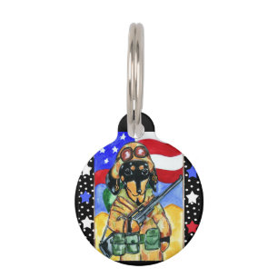 Placa Para Mascotas Soldado Dachshund