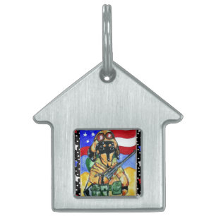 Placa Para Mascotas Soldado Dachshund