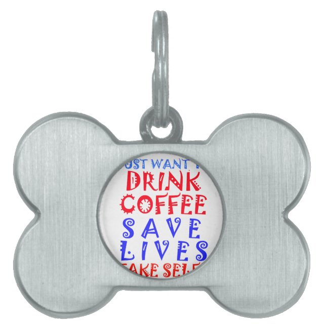 Placa Para Mascotas Solo quiero tomar café (Frente)