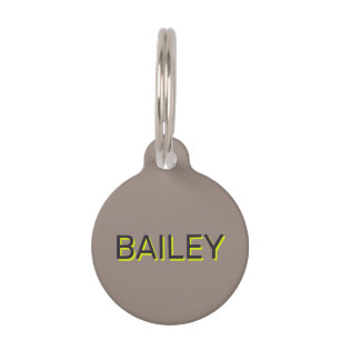 Placa Para Mascotas Sombra moderna personalizado de texto neón beige g