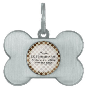 Placa Para Mascotas Sombras de puntos de polka marrón por Shirley Tayl
