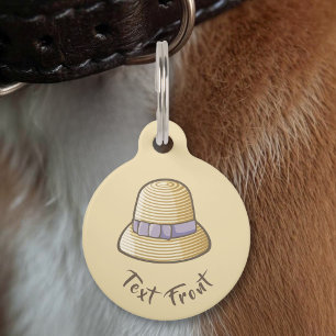 Placa Para Mascotas Sombrero Cloche Beige