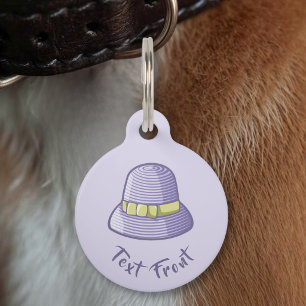Placa Para Mascotas Sombrero Cloche Lila