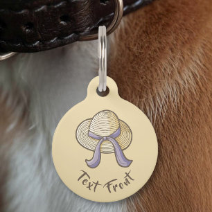 Placa Para Mascotas Sombrero de paja beige
