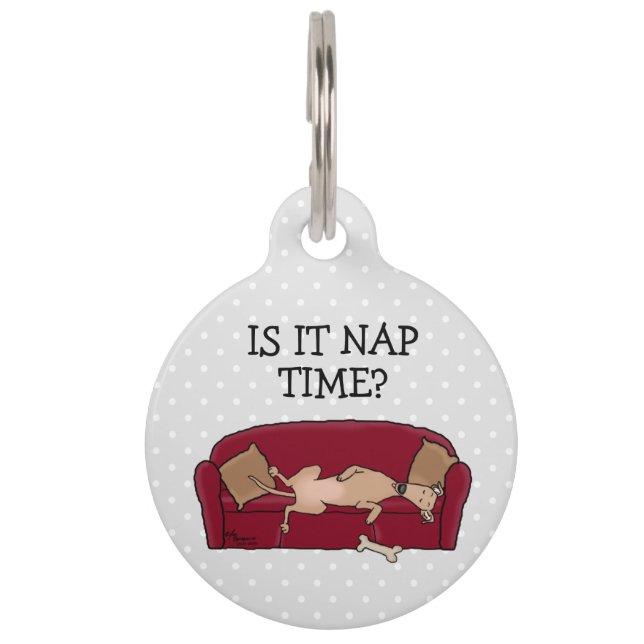 Placa Para Mascotas Sombrero Greyhound (flautista) Perro Lazy Sleeping (Anverso)