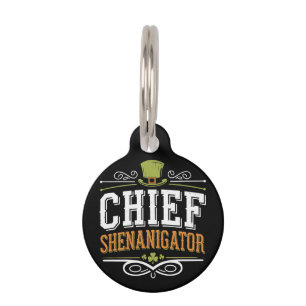 Placa Para Mascotas Sombrero Retro Jefe Shenanigator Lucky Leprechaun