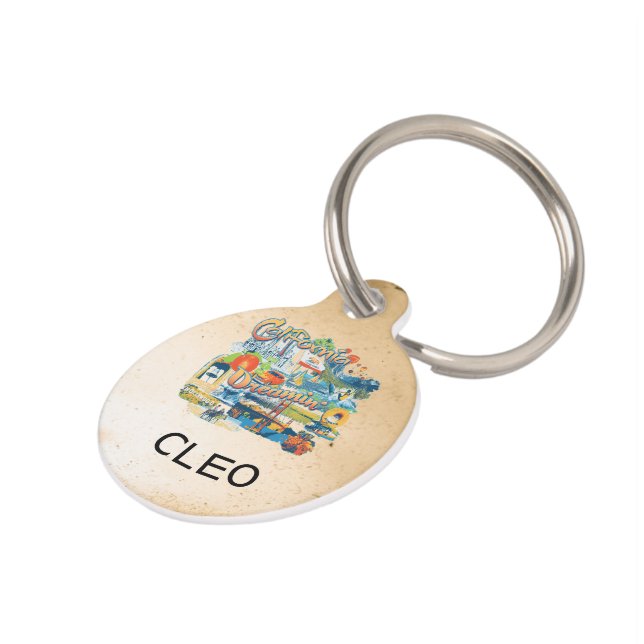 Placa Para Mascotas Soñando California (Lateral)