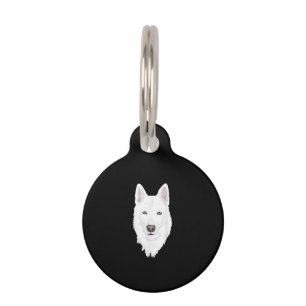 Placa Para Mascotas Sorprendente Husky Siberiano Blanco - Nieve blanca