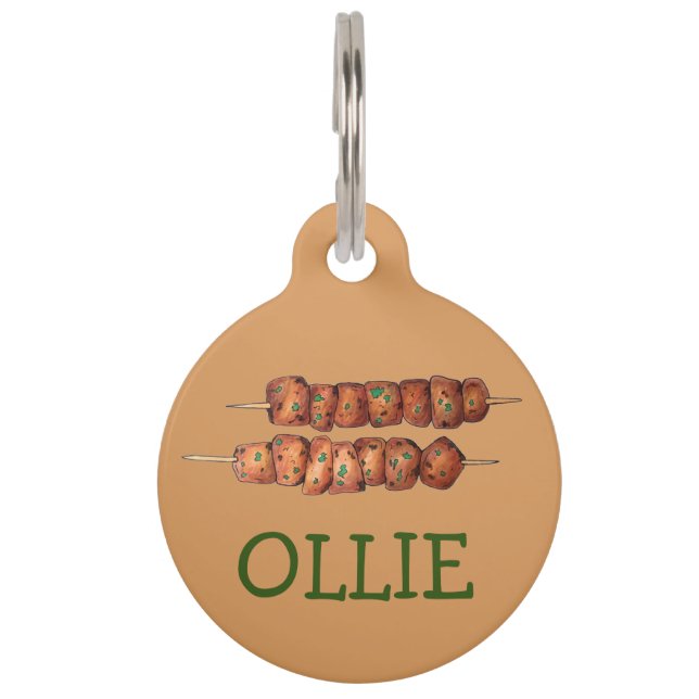 Placa Para Mascotas Souvlaki Mek Skewer: comida rápida griega Grecia (Anverso)