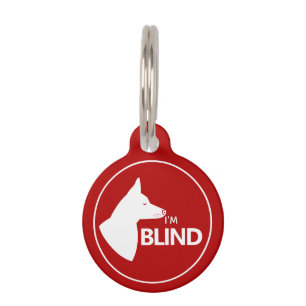 Placa Para Mascotas Soy Texto Ciego y Perro Blanco Con Orejas Erguidas