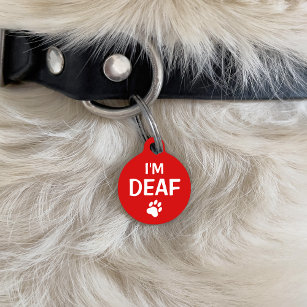 Placa Para Mascotas Soy texto sordo con nombre y número personalizados