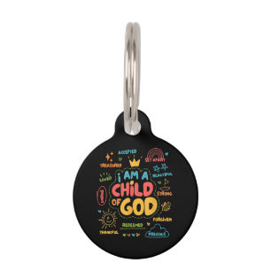 Placa Para Mascotas Soy un niño de Dios Retro Cristiano Jesús Fe De