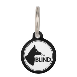 Placa Para Mascotas Soy un perro negro elegante ciego con orejas ergui