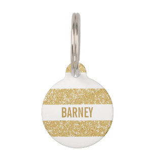 Placa Para Mascotas Sparkle Purpurina Look Stripes Dog Etiqueta