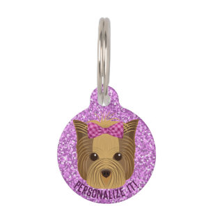 Placa Para Mascotas Sparkle Yorkie Yorkshire Terrier cachorro perro Pu