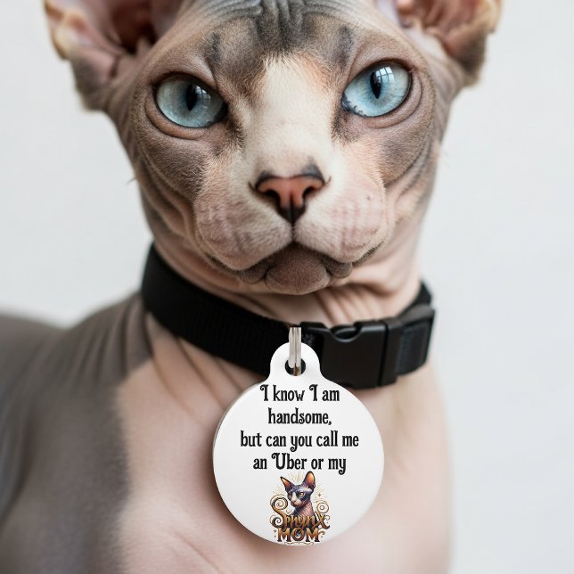 Placa Para Mascotas Sphynx Cat Funny  (Funny Cat ID tag sphynx cats)