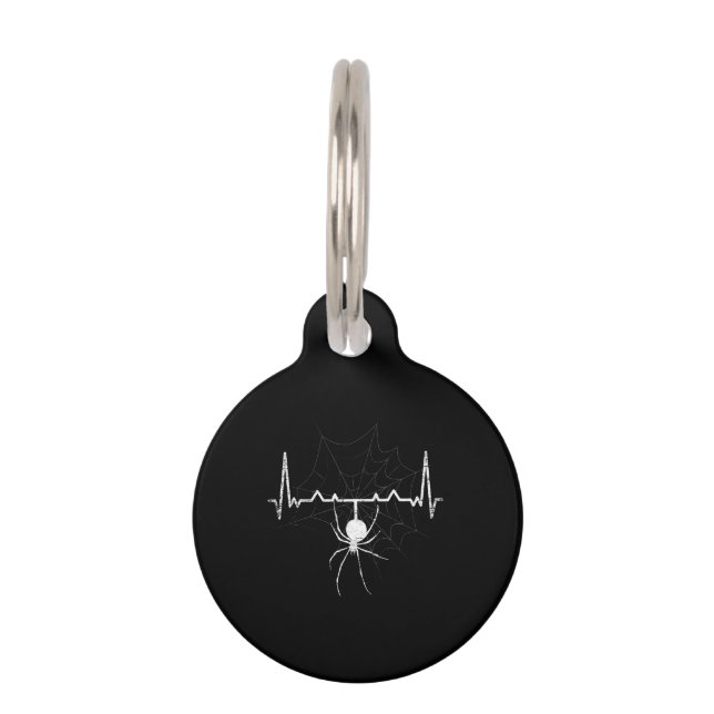 Placa Para Mascotas Spider Web Heartbeat Cobweb Spider Gift (Anverso)