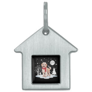 Placa Para Mascotas Spinone Italiano Bajo la Luz de la Luna Nieve Navi