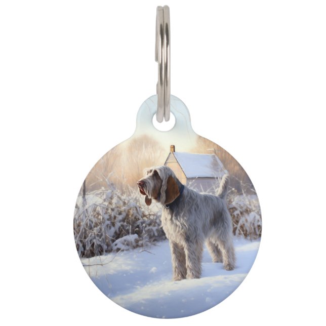 Placa Para Mascotas Spinone Italiano Deja que nieve Navidad (Anverso)