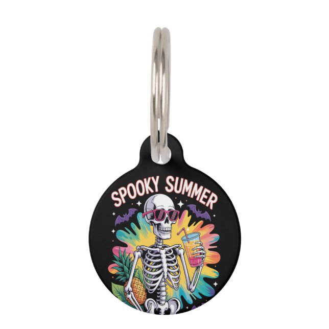 Placa Para Mascotas Spooky Summer Beach Vacation (Anverso)