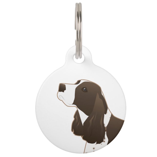 Placa Para Mascotas Springer Spaniel Dog Siluette Brown de raza básica (Anverso)