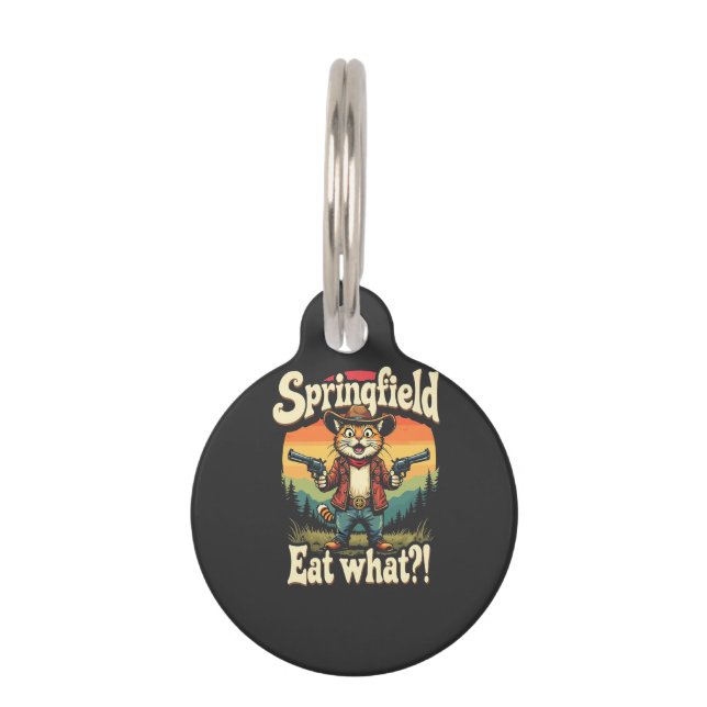 Placa Para Mascotas Springflied Come Qué Trump Elección Gato Vaquero   (Anverso)