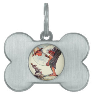 Placa Para Mascotas Springtime, muchacho 1935 con el conejito