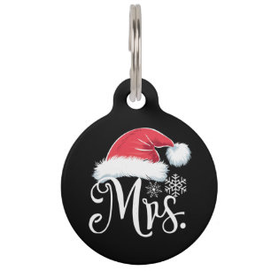 Placa Para Mascotas Sra. Claus Parejas Navidades Pajamas Santa