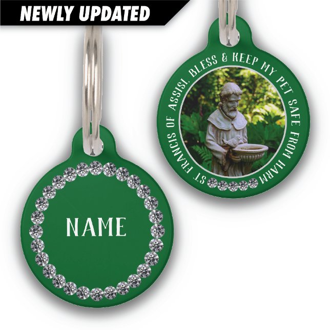 Placa Para Mascotas St Francis Safe Pet Protector Name Photo Bedazzled (Subido por el creador)