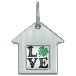 Placa Para Mascotas St Patrick's Day LOVE Shamrock Irish