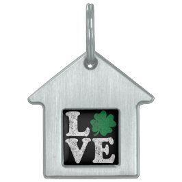 Placa Para Mascotas St Patrick's Day LOVE Shamrock Irish