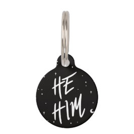 Placa Para Mascotas Stars He/Him Pronouns