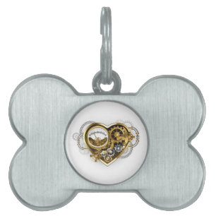 Placa Para Mascotas Steampunk Heart with a Manometer