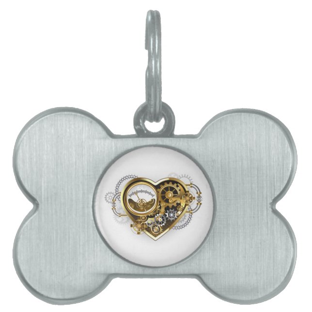 Placa Para Mascotas Steampunk Heart with a Manometer (Frente)