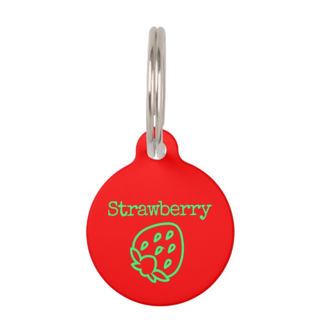 Placa Para Mascotas Strawberry (Anverso)