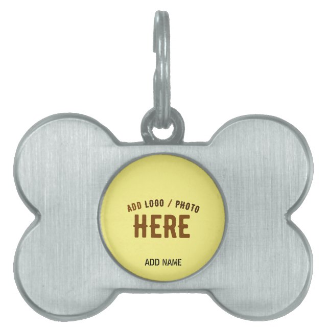 PLACA PARA MASCOTAS STYLISH MODERN CUSTOM PASTEL YELLOW VERIFIED BRAND (Frente)