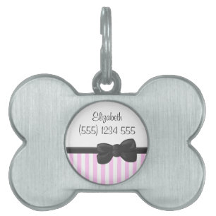Placa Para Mascotas Su nombre - rayas, líneas paralelas - blanco