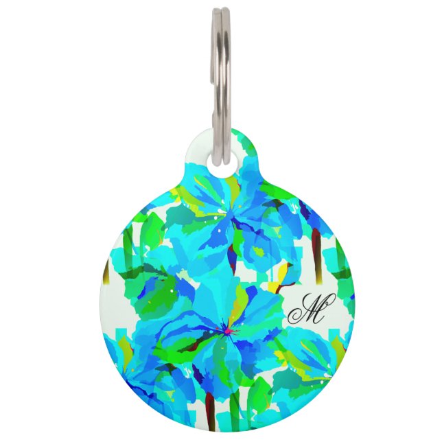 Placa Para Mascotas Sublime modelo floral verde de la adormidera himal (Anverso)