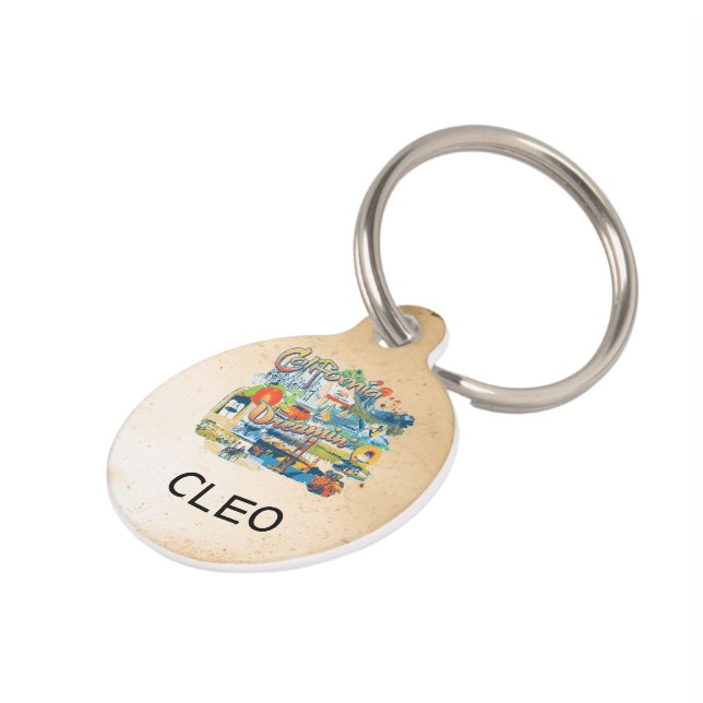 Placa Para Mascotas Sueño de California (Lateral)