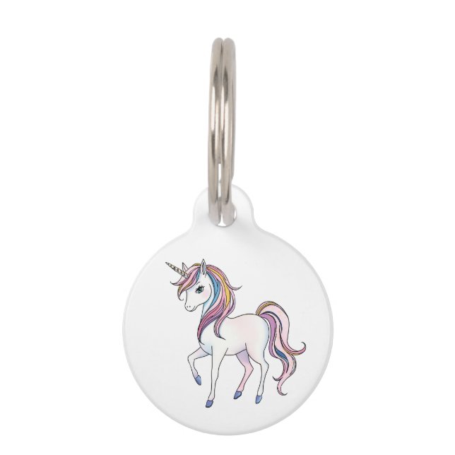 Placa Para Mascotas Sueños de unicornio mágicos - Diseño de fantasía c (Anverso)