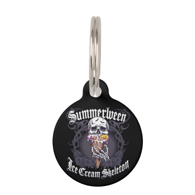 Placa Para Mascotas Summerween IceCream Skeleton Classic Trending (Anverso)